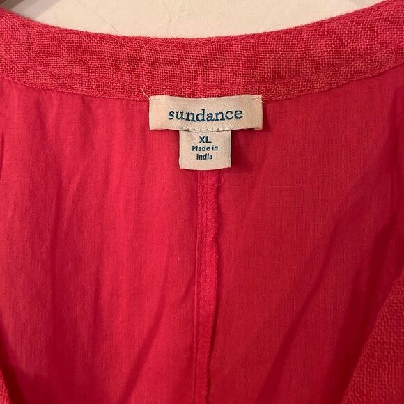 Sundance Women’s Size XL Pink/Orange Coral 100% Linen Midi Dress w/ Pockets - Picture 8 of 14